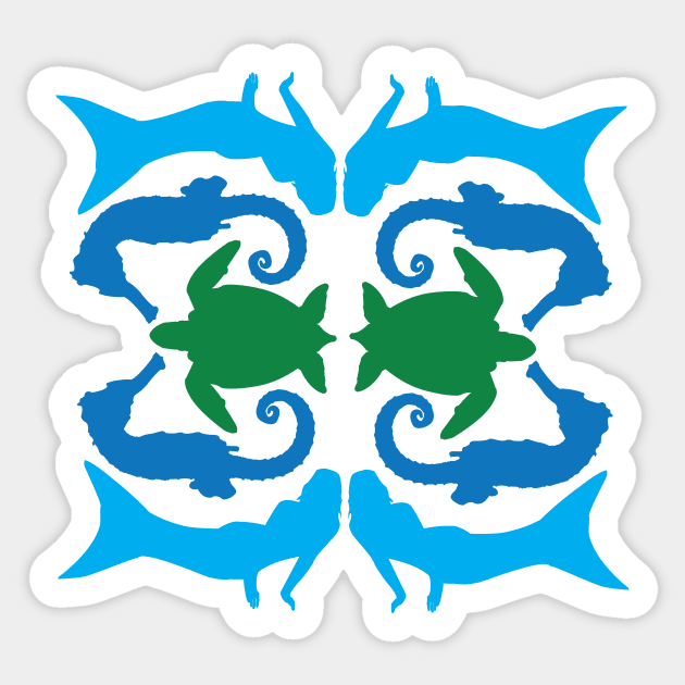 Mermaids seahorses sea turtle Sticker by KensLensDesigns